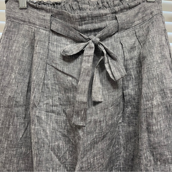 Apny Pants - APNY Gray Linen Pants with Bow Detail
